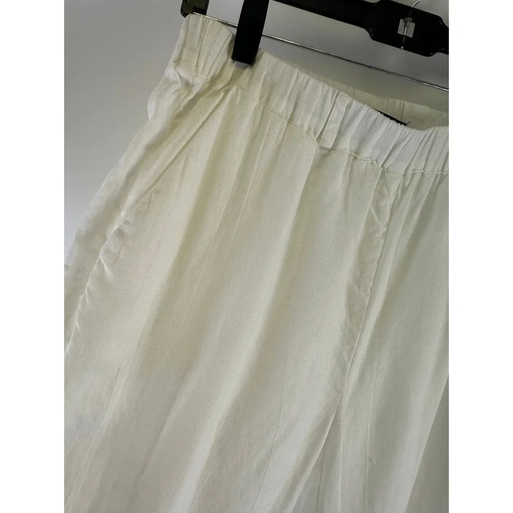 Quince White European Flax Linen Pant Pull On Relaxed Comfort Pockets Small